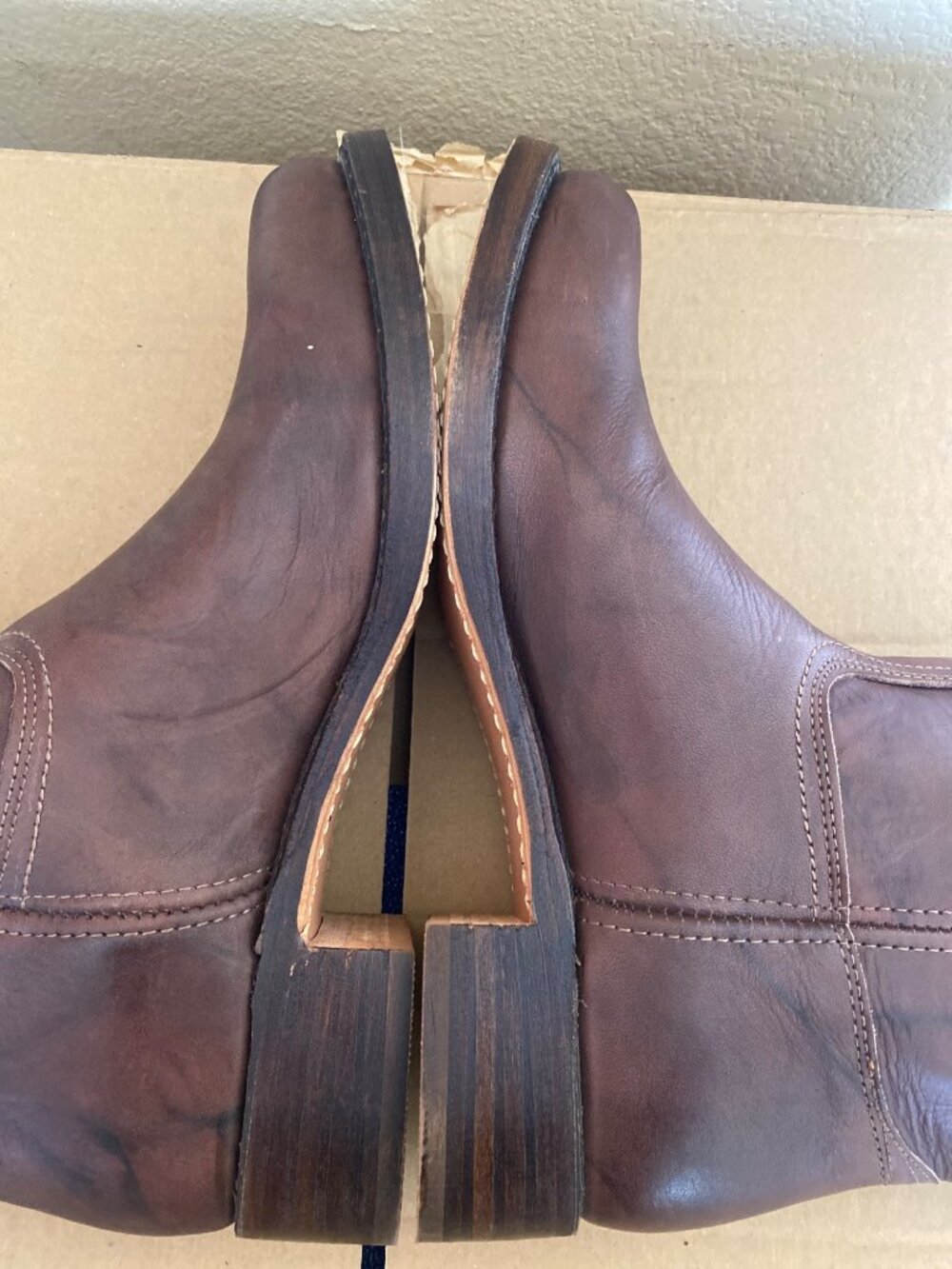 Vintage Frye Campus 14L Boots 87290 Men's 11M Brown Leather Made USA NOS - Picture 13 of 15